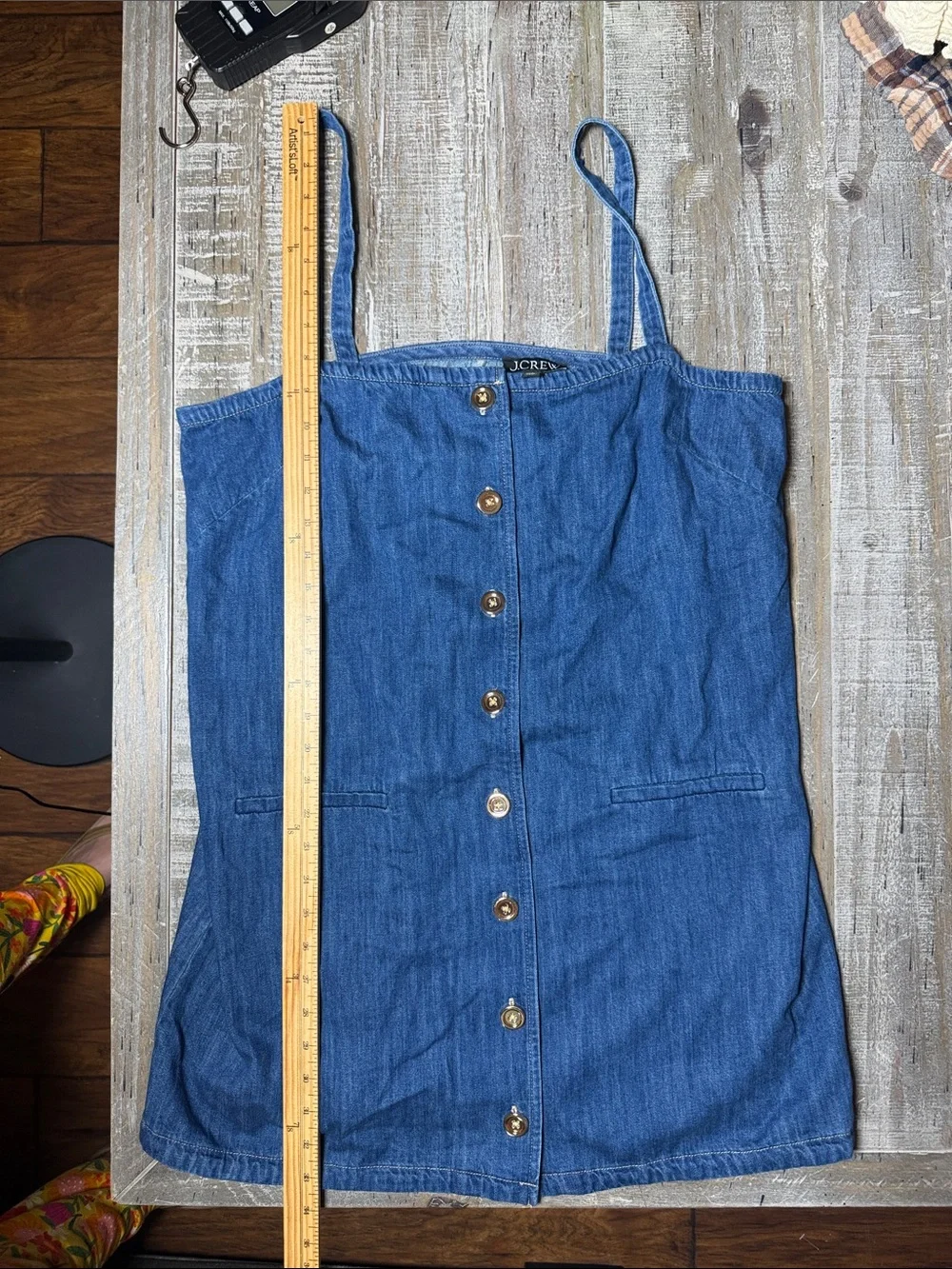 J. Crew Claudia Sleeveless Button Front Denim Mini Shift Dress Medium Indigo XL